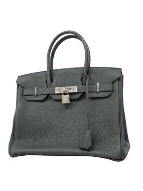 Hermes Sale Handbag Birkin 30 Togo Vert Mangrove Silver